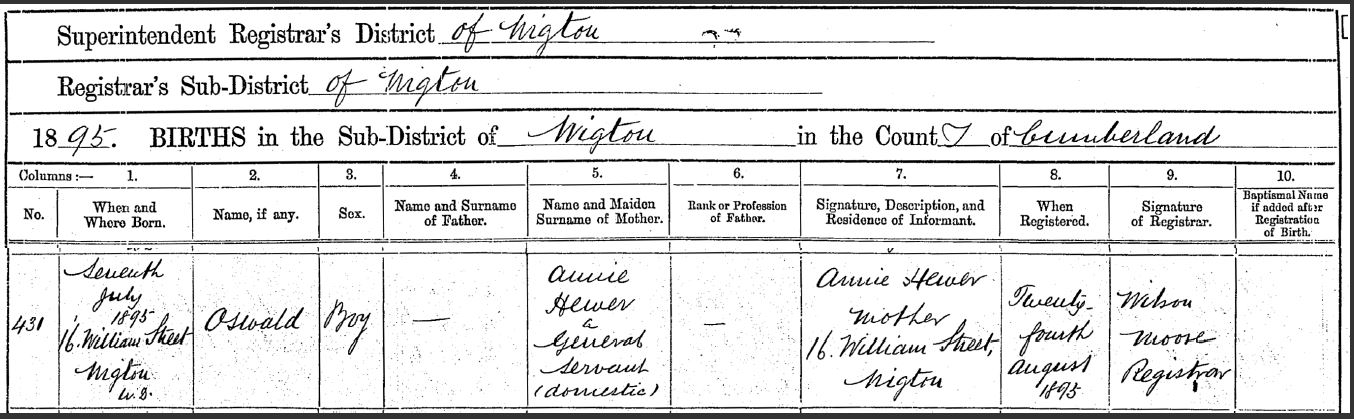 OSWALD_HEWER birth certificate